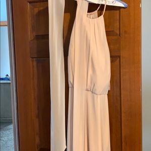 Light pink chiffon bridesmaid dress